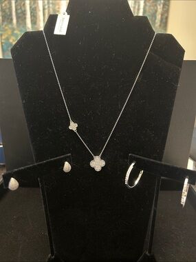 Park Lane Silver Pave Clover Necklace - Women Jewelry